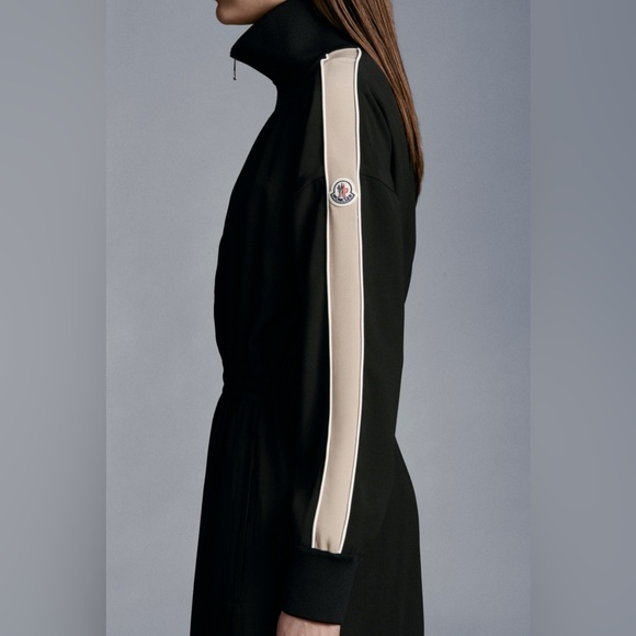 Moncler Envers Satin Black High Neck Zip Longsleeve Dress Italian Size 38 EU - Picture 5 of 13